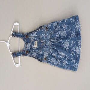 Oshkosh B'gosh Vestbak Floral Chambray Overall Dress Size 24 Months